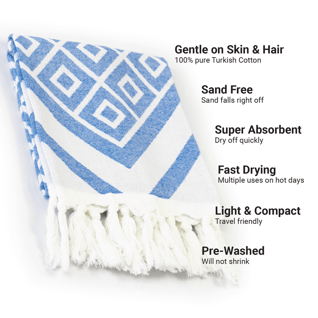 Turkish Towels Canada | Hand Towel | Blue + White-3