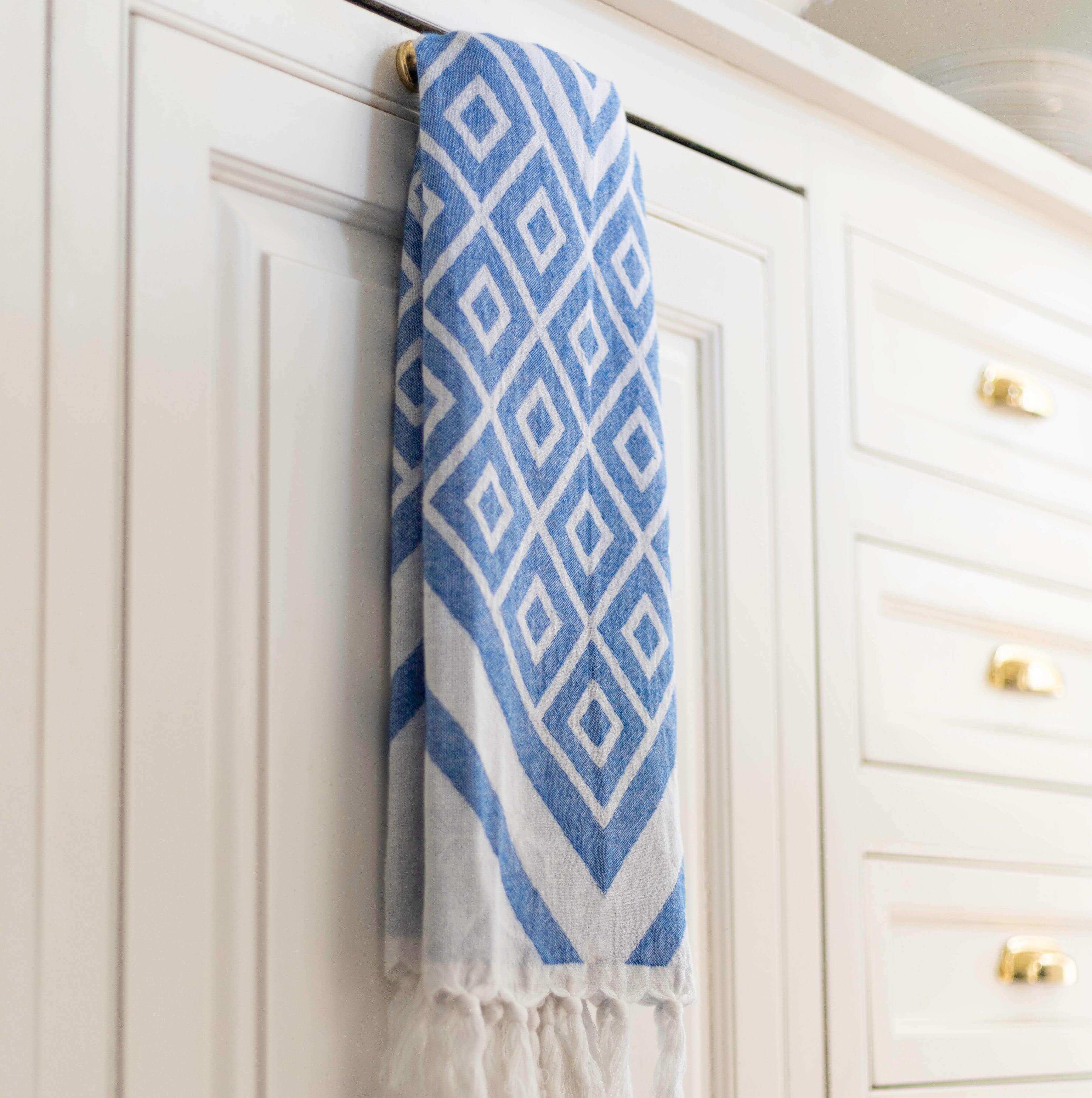 Turkish Towels Canada | Hand Towel | Blue + White-2