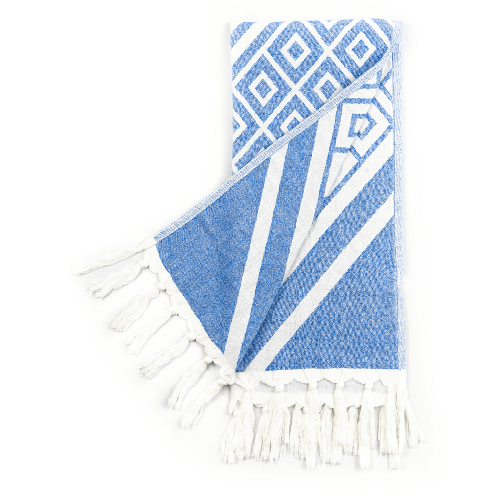 Turkish Towels Canada | Hand Towel | Blue + White-0